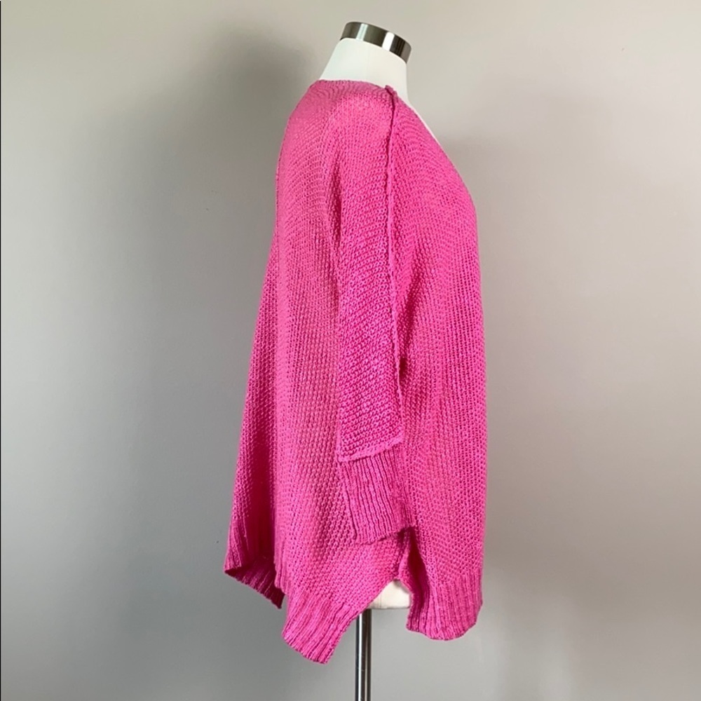Boutique x Royal & Reese Crochet Sweater Boho Beach SoCal Oversized Pink M/L - Picture 3 of 8